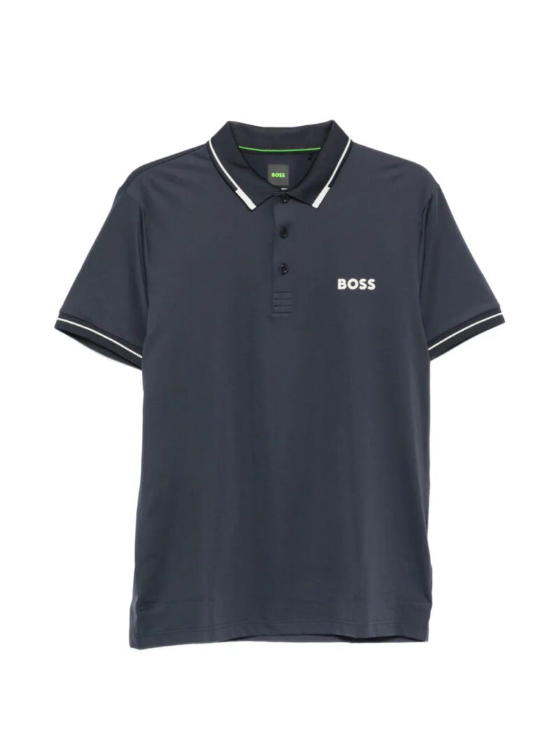 BOSS  logo-print trimmed polo shirt