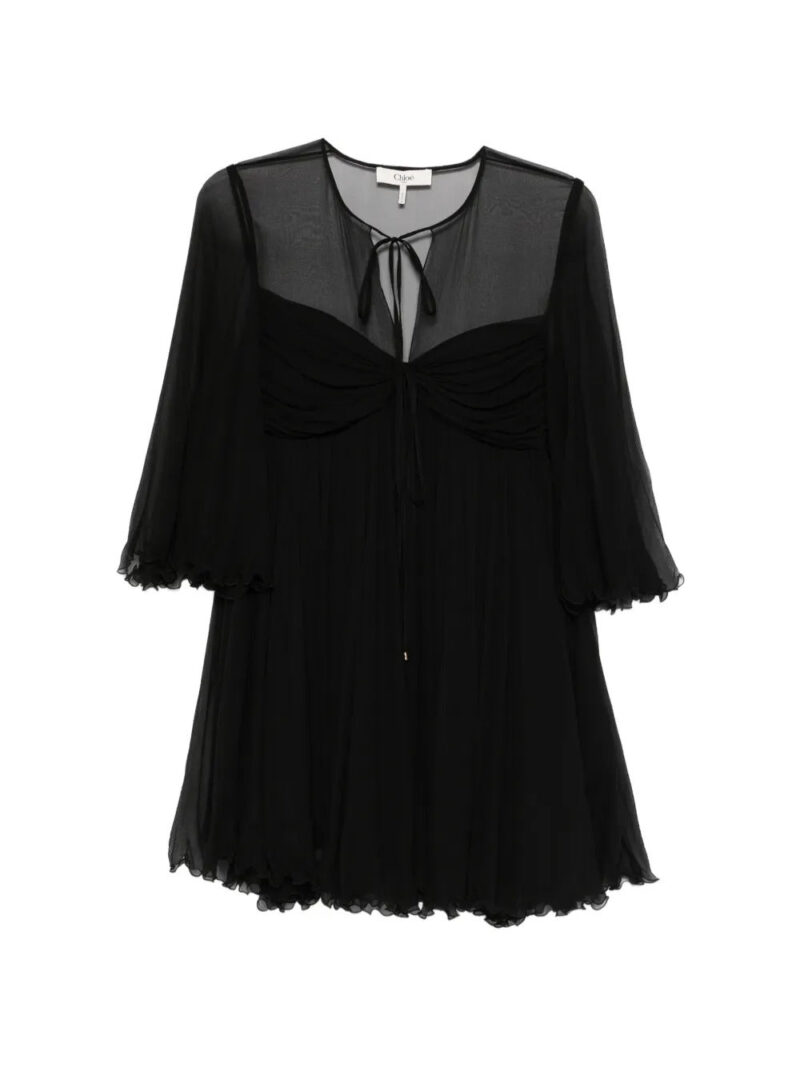 Chloé  tie-detail ruffled mini dress