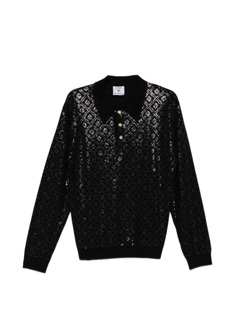 Casablanca  patterned buttoned polo shirt