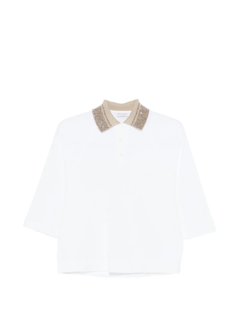 Brunello Cucinelli  embellished-collar polo top