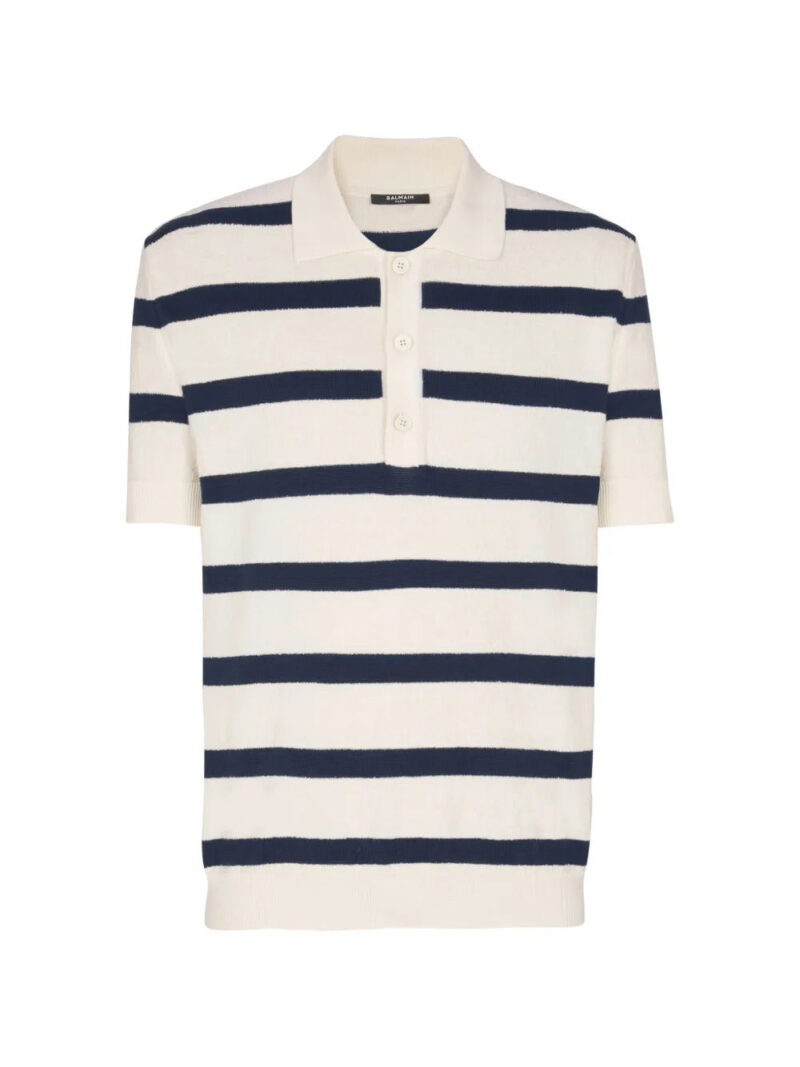 Balmain striped-pattern polo shirt