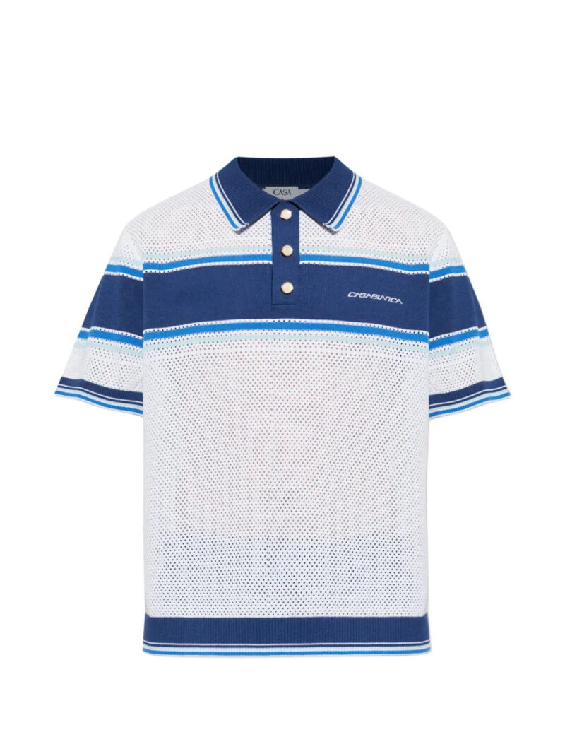 Casablanca  open-knit striped polo shirt