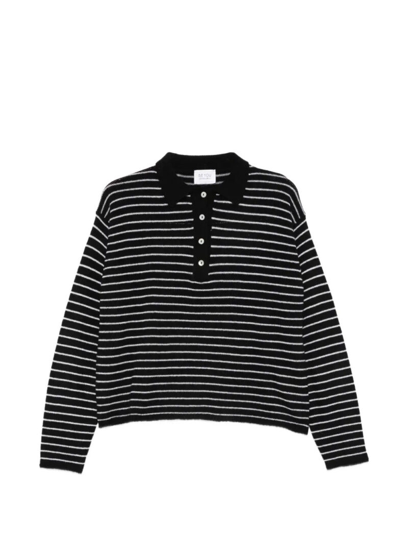 BeYou  striped buttoned polo top