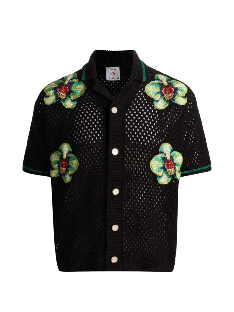 Casablanca  floral open knit shirt