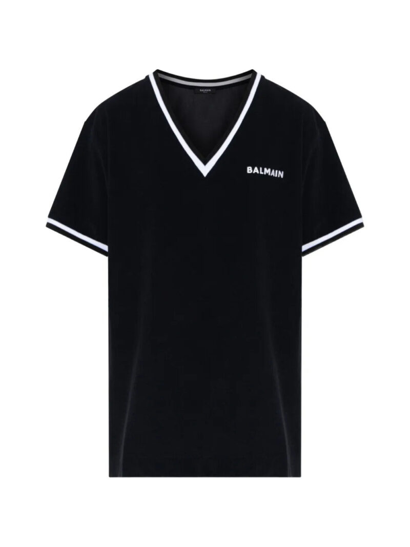 Balmain  contrast-trim V-neck mini dress