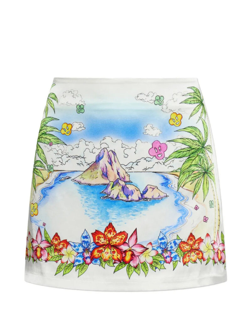 Casablanca  Better Days graphic-print silk mini skirt