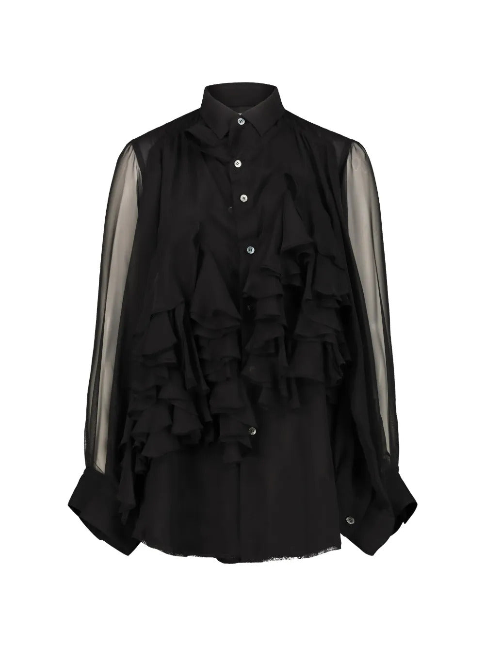 Comme Des Garçons ruffled sheer-panel shirt