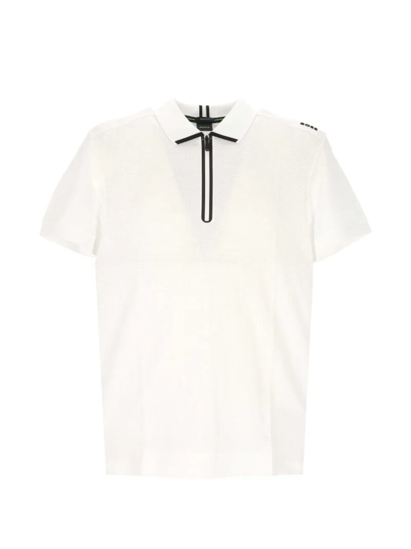 BOSS  waffle-knit zip-up polo shirt