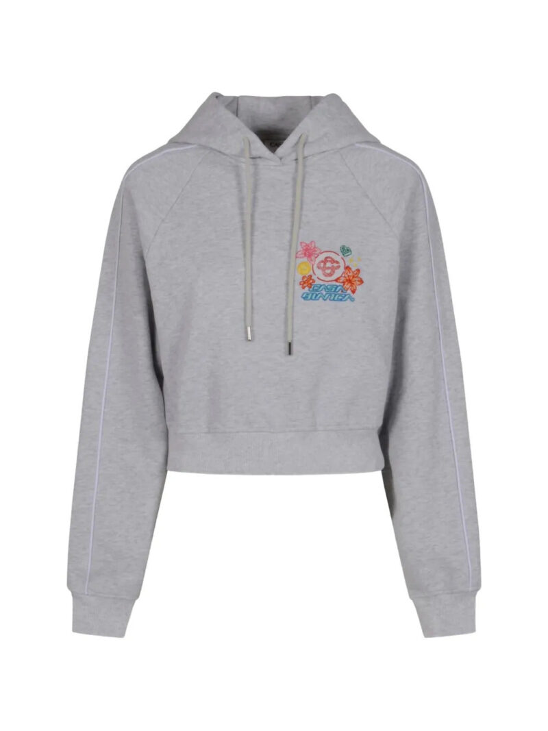 Casablanca  embroidered-detail cropped cotton hoodie