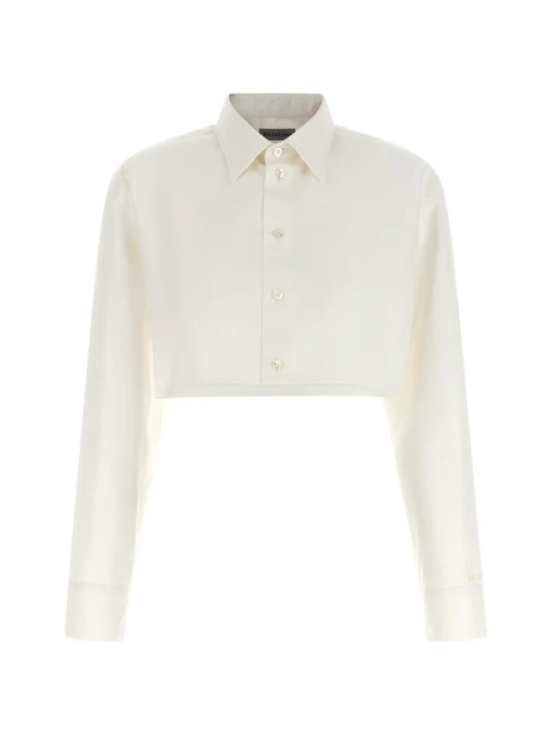 Balenciaga  embroidered-logo cropped shirt