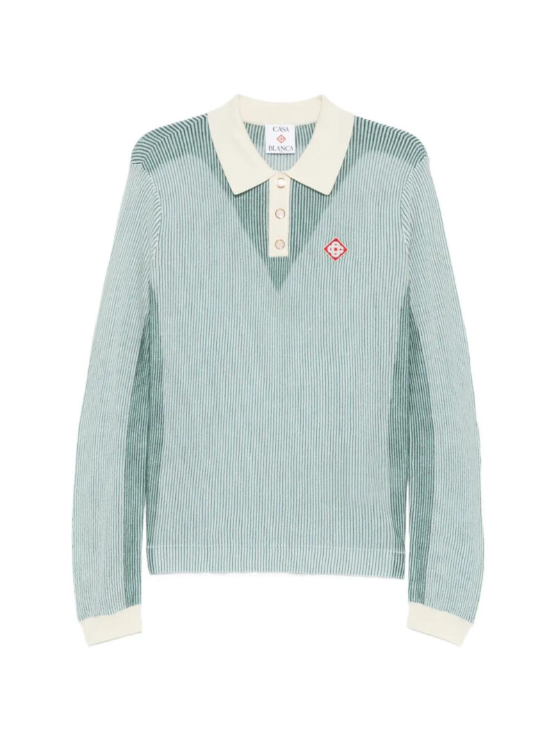 Casablanca  ribbed-knit logo-patch polo shirt