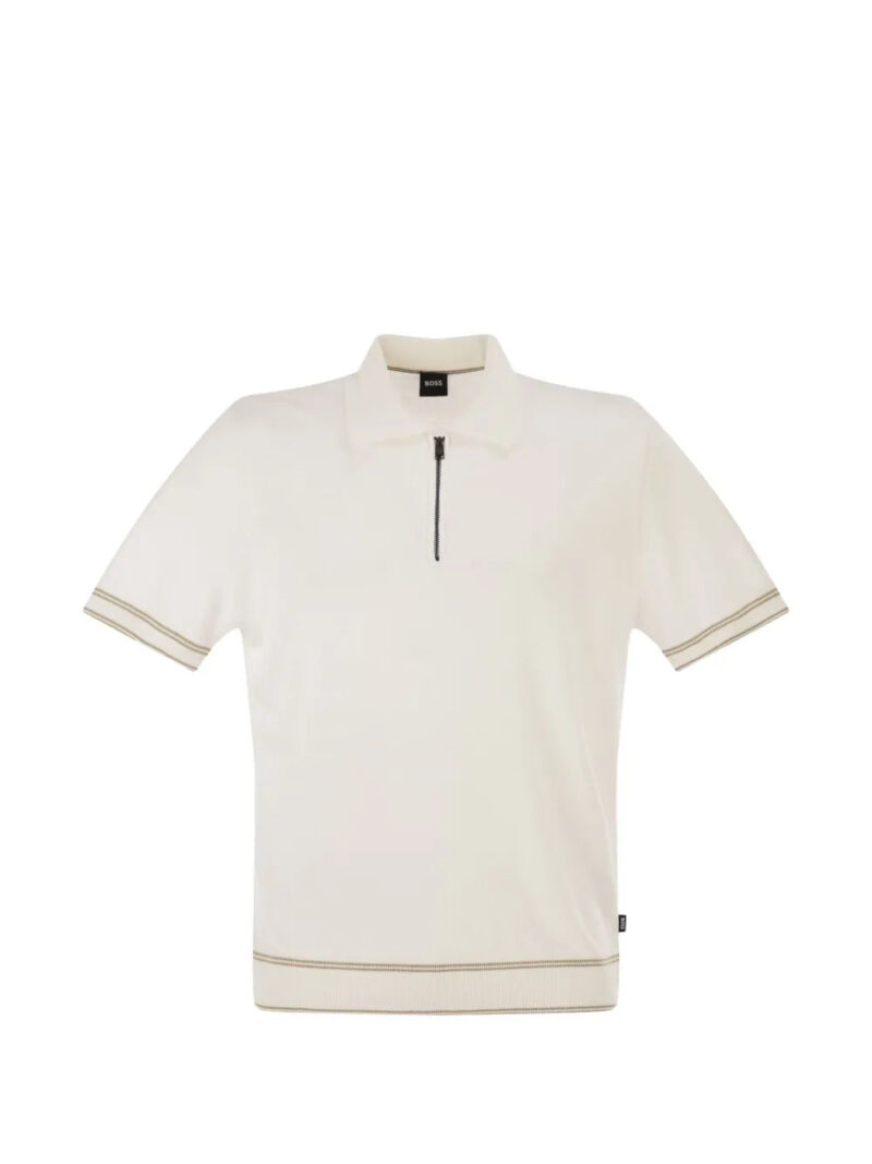 BOSS  half-zip striped-trim polo shirt