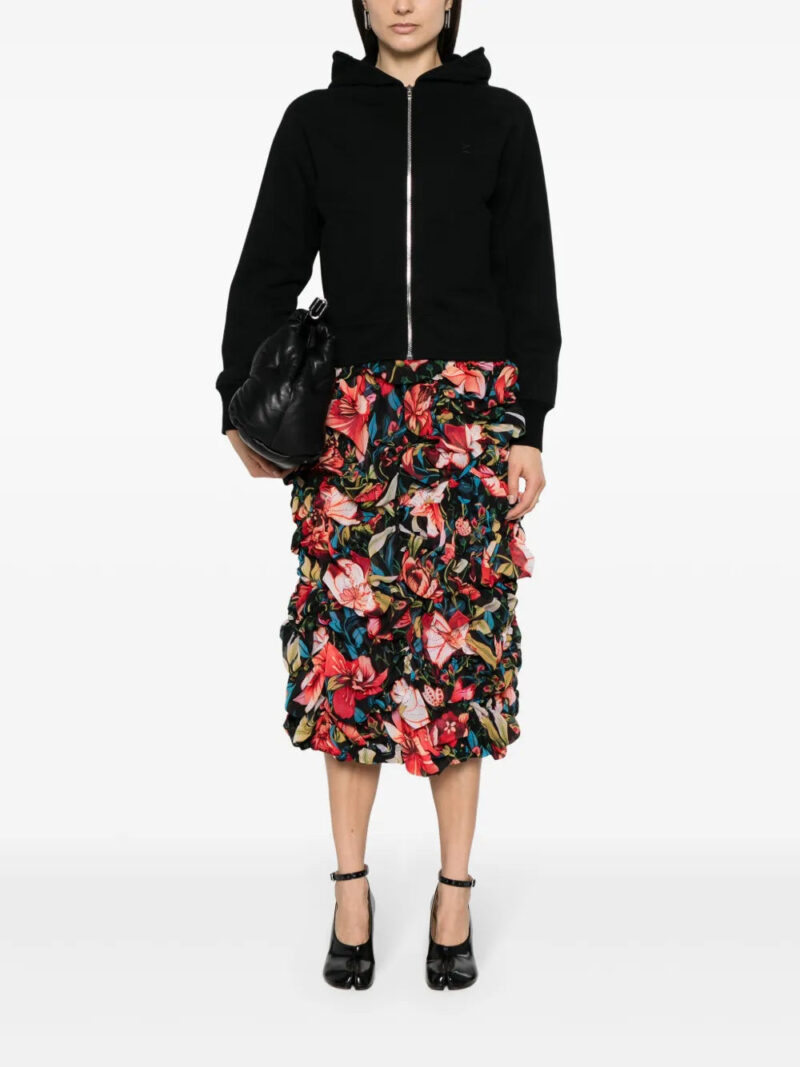 Comme Des Garçons  floral-print ruched midi skirt