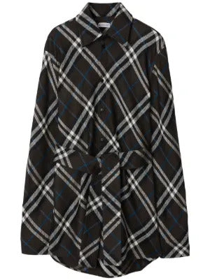Burberry check-pattern belted shirt