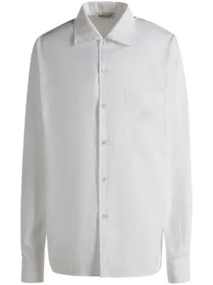 Bally  embroidered logo cotton button-up shirt