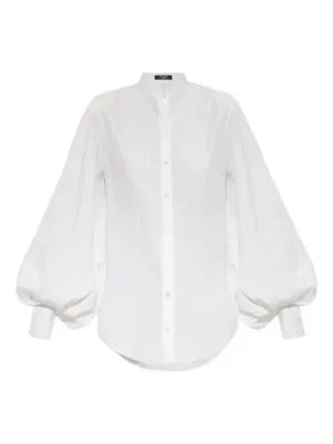 Balmain balloon-sleeve band-collar shirt