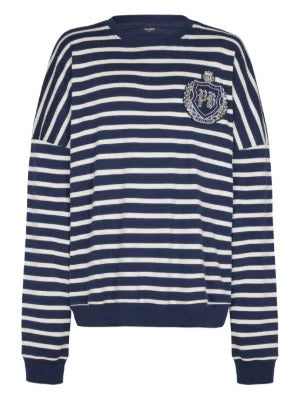 Balmain emblem striped sweatshirt