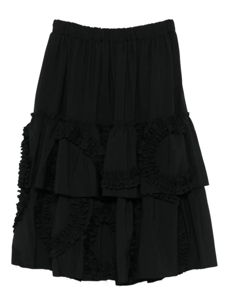 Black Comme Des Garçons ruffled-tiered midi skirt
