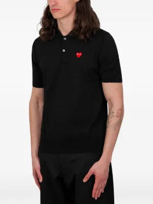 Comme des Garçons Homme  heart knitted polo shirt