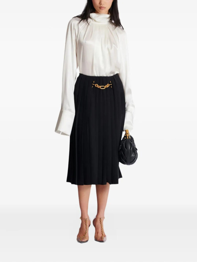 Balmain pleated chain-embellished skirt