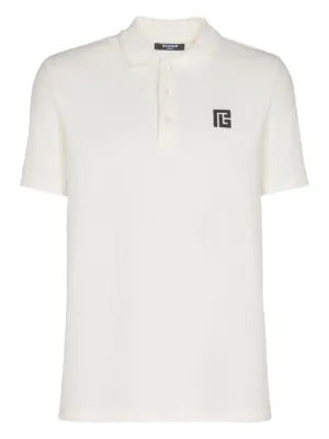 Balmain PB logo-embroidered cotton polo shirt