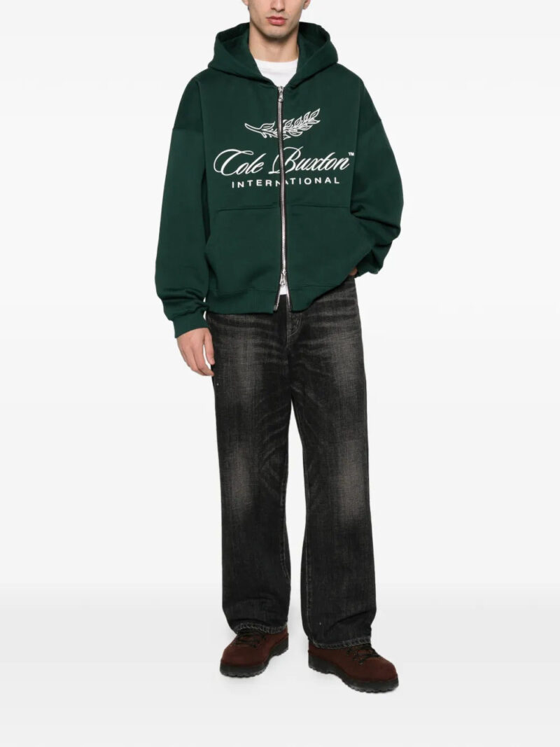COLE BUXTON  logo-print zip-fastening hoodie