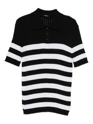 Balmain striped-pattern polo shirt