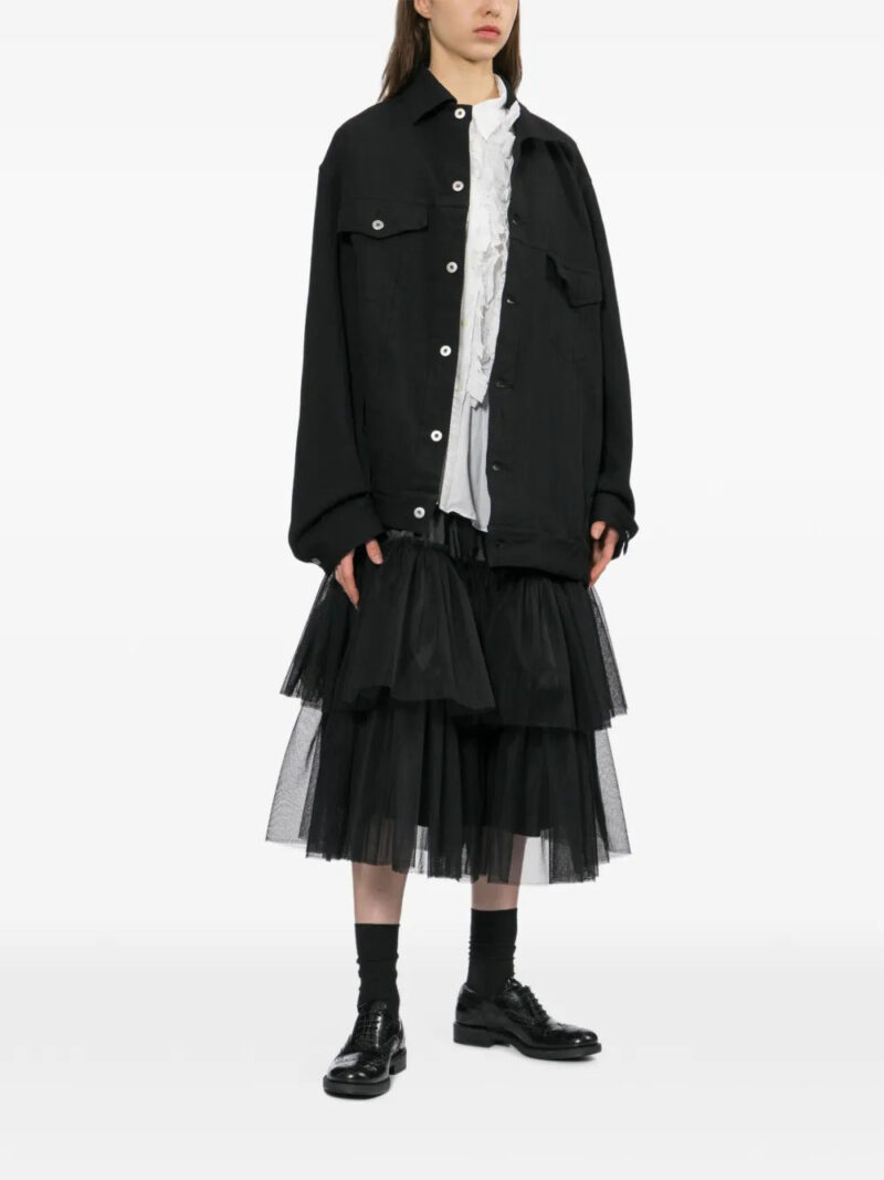 Black Comme Des Garçons tiered midi skirt