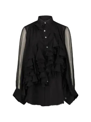 Comme Des Garçons ruffled sheer-panel shirt - Image 4