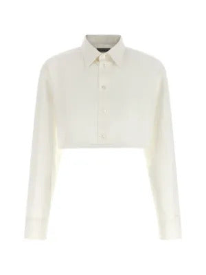 Balenciaga  embroidered-logo cropped shirt