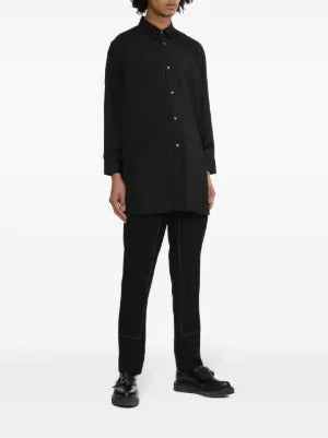 Black Comme Des Garçons  satin-panelled cotton shirt