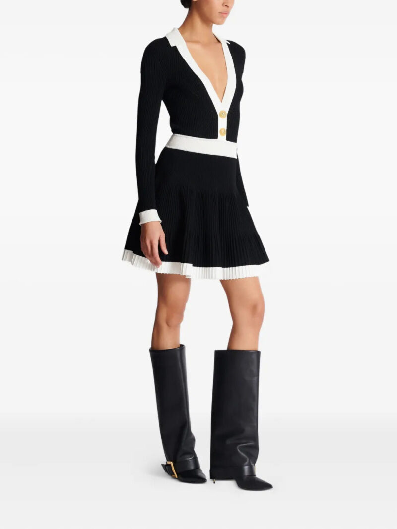 Balmain  V-neck pleated mini dress