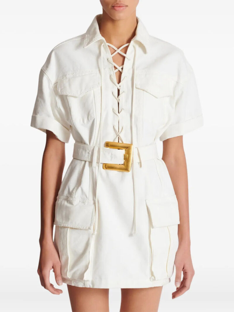 Balmain mini lace-up canvas dress