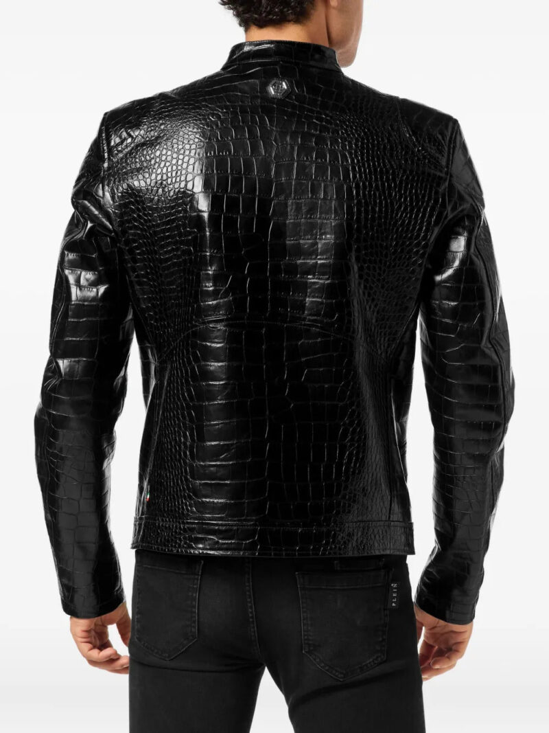 Philipp Plein crocodile-embossed biker jacket