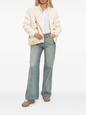 Balmain balloon-sleeve band-collar shirt