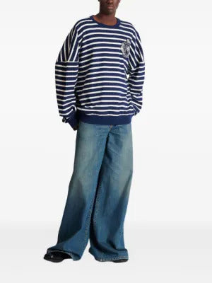 Balmain emblem striped sweatshirt