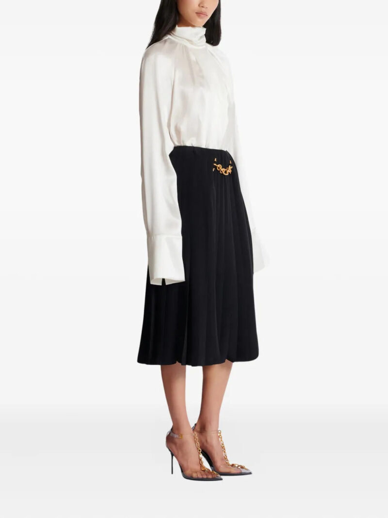 Balmain pleated chain-embellished skirt