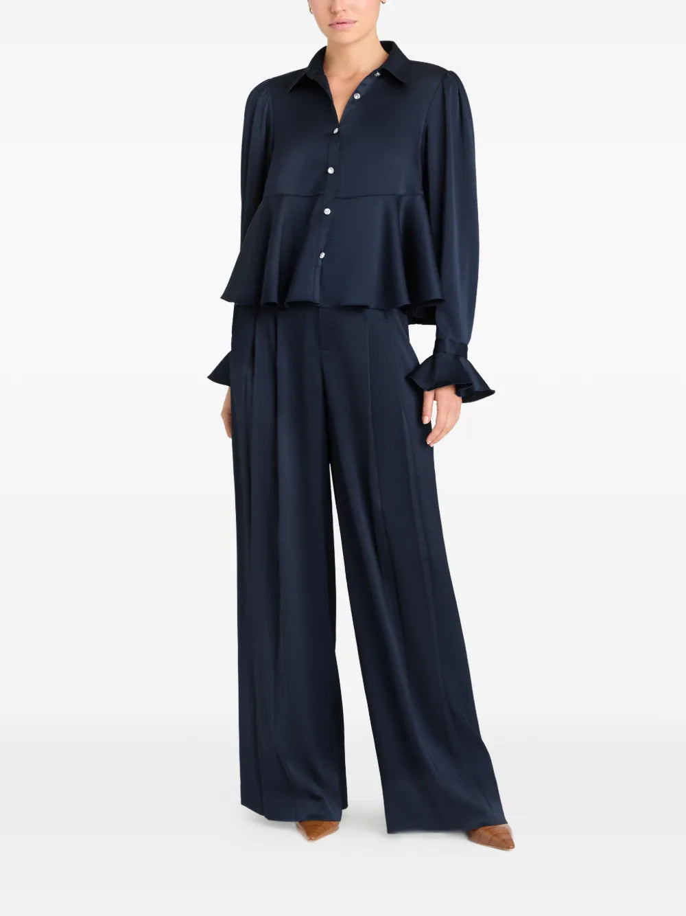 Cinq A Sept Isaure peplum satin shirt - Image 3
