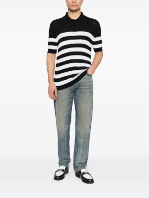 Balmain striped-pattern polo shirt
