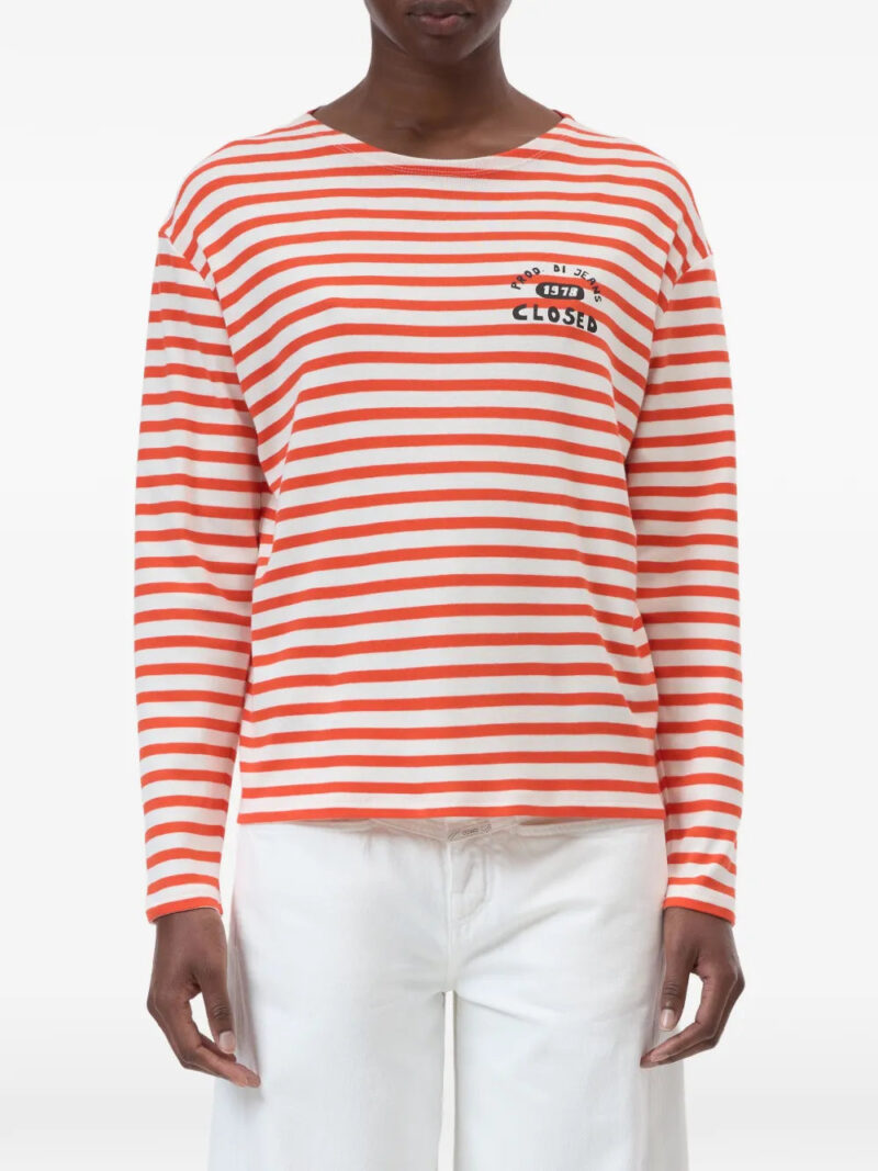 Closed striped long-sleeves T-shirt