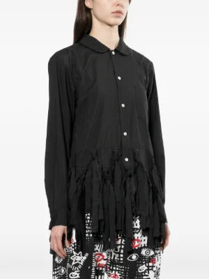 Black Comme Des Garçons fringe long-sleeve shirt