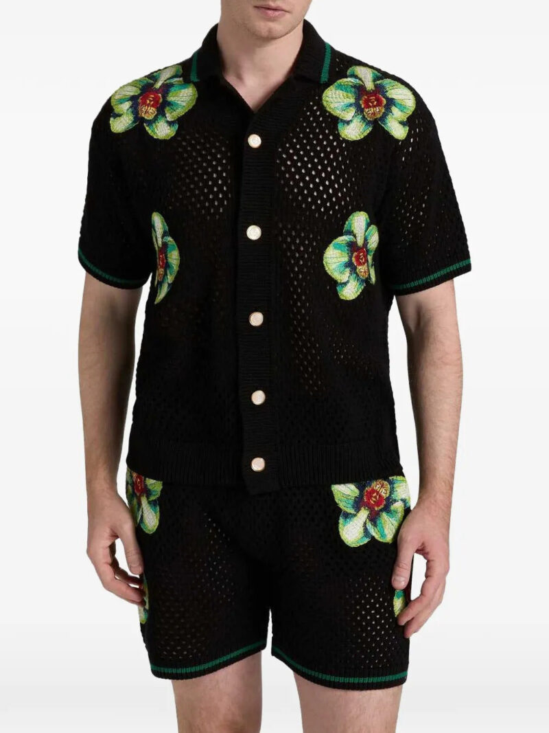 Casablanca floral open knit shirt