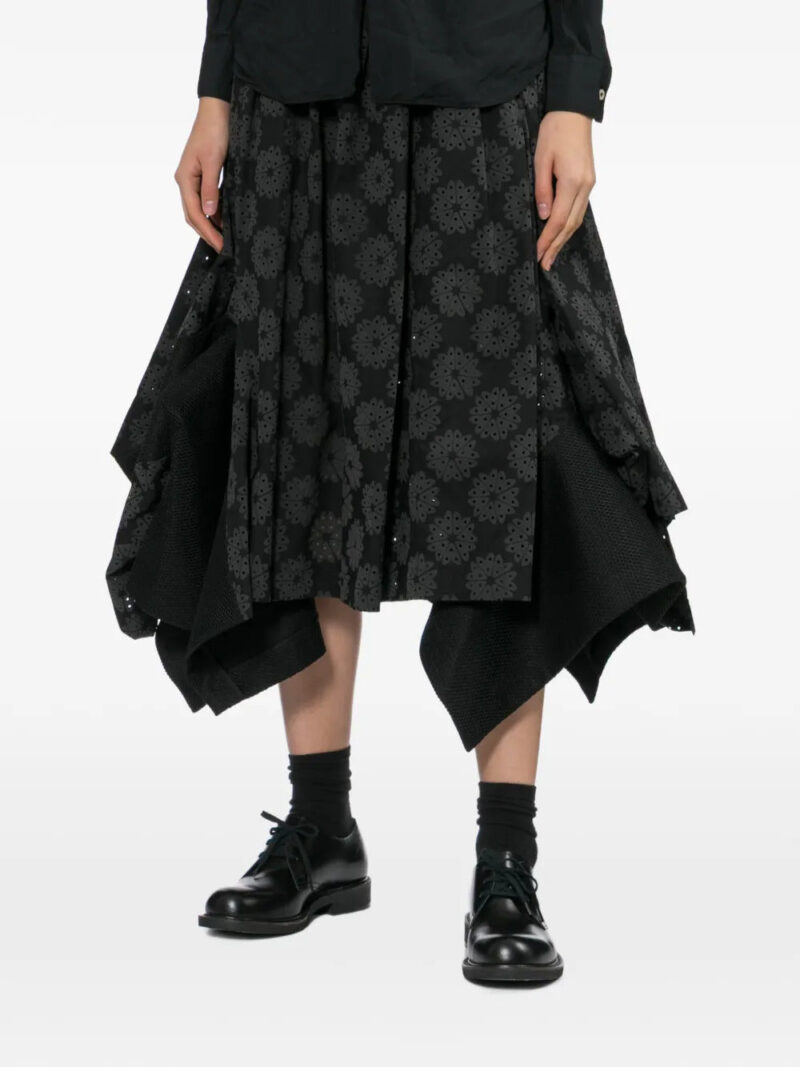 Comme Des Garçons  floral asymmetric midi skirt