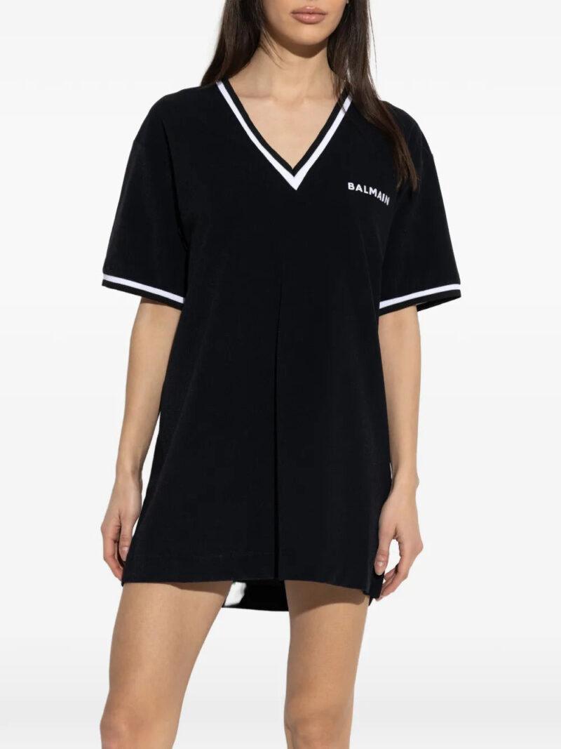 Balmain  contrast-trim V-neck mini dress