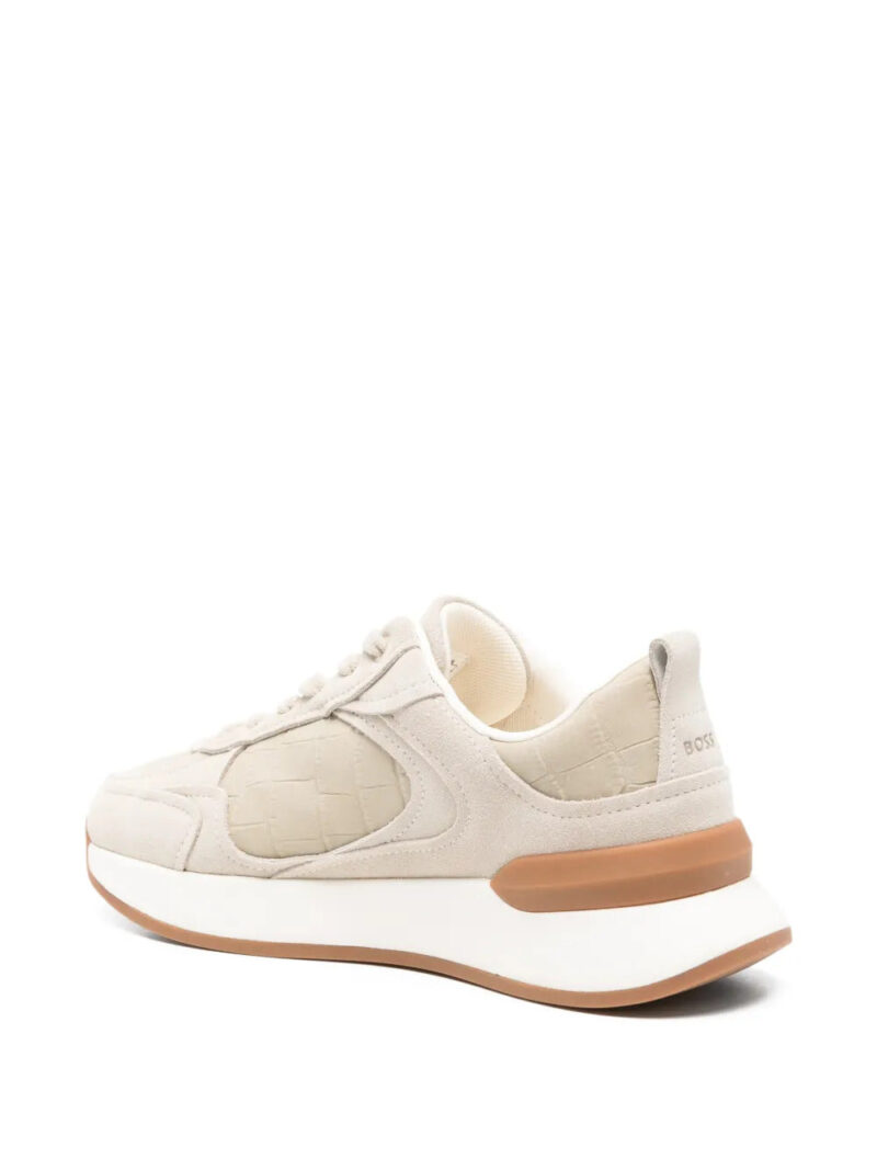 BOSS  embossed-logo leather sneakers