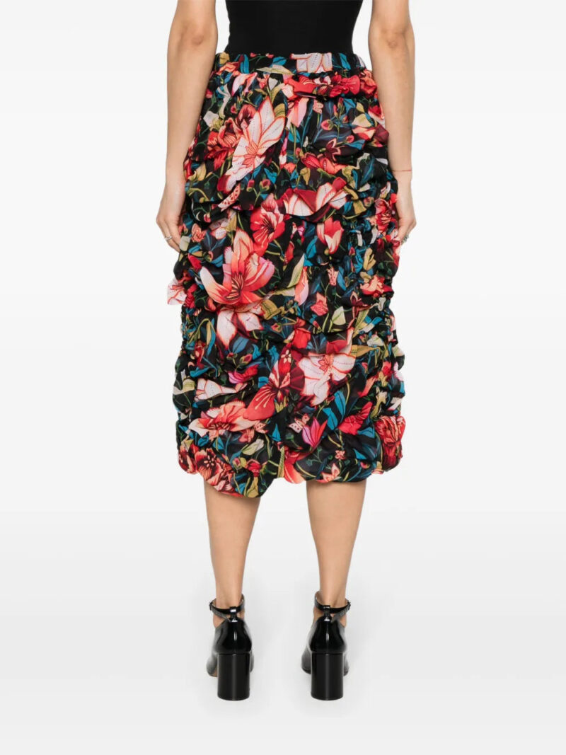 Comme Des Garçons  floral-print ruched midi skirt