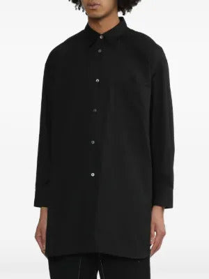 Black Comme Des Garçons  satin-panelled cotton shirt