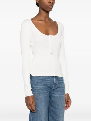 Chloé  scoop-neck Henley T-shirt