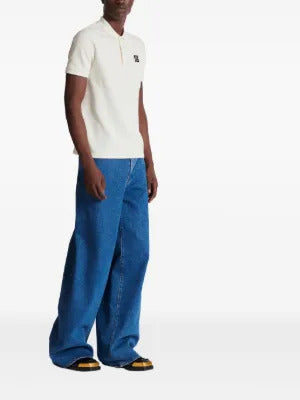 Balmain PB logo-embroidered cotton polo shirt