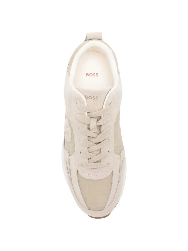 BOSS  embossed-logo leather sneakers